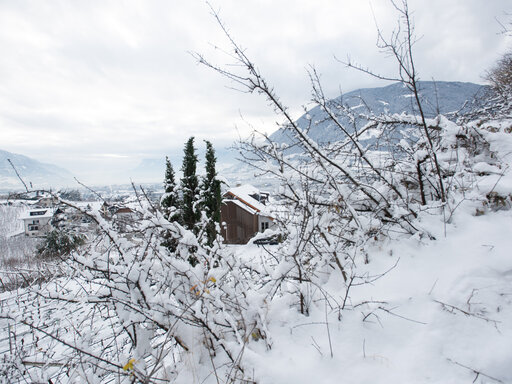 Winterliche Aussicht vom Huberhof in Gratsch bei Meran