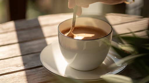 Momento di piacere con una tazza di caffè al sole del mattino