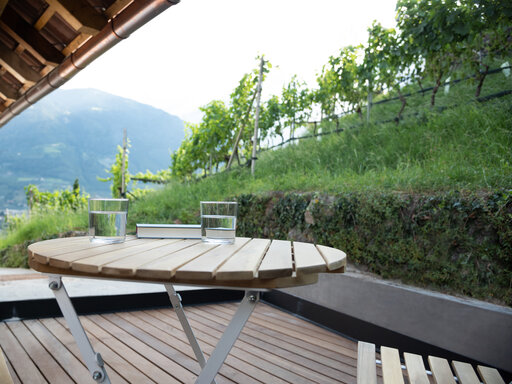 Frühstücken auf dem Balkon im Huberhof