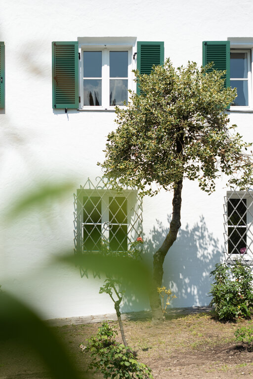 Huberhof umgeben von Obstwiesen bei Meran
